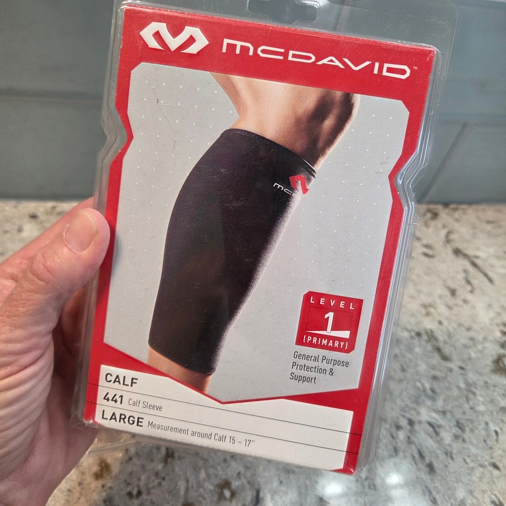 McDavid 441 Calf Sleeve‎ Level 1 Compression Support Black Large 15-17in New